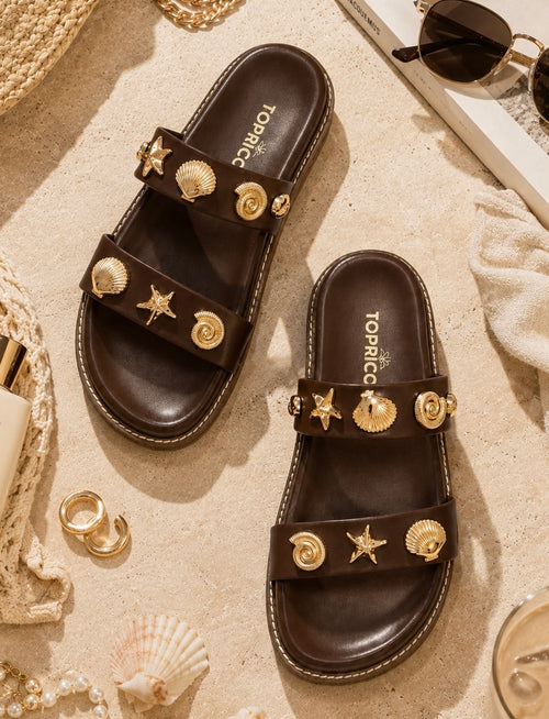 Mocha Shore Cushion Slides