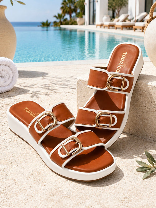 Cushiony Tan Plush Slides