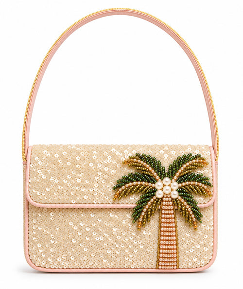 Statement Palm Beaded Shoulder Bag