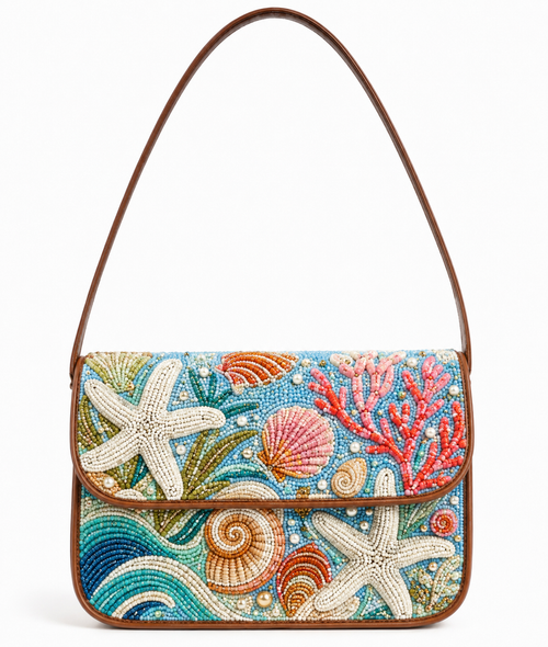 Starfish-Beaded Shoulder Bag