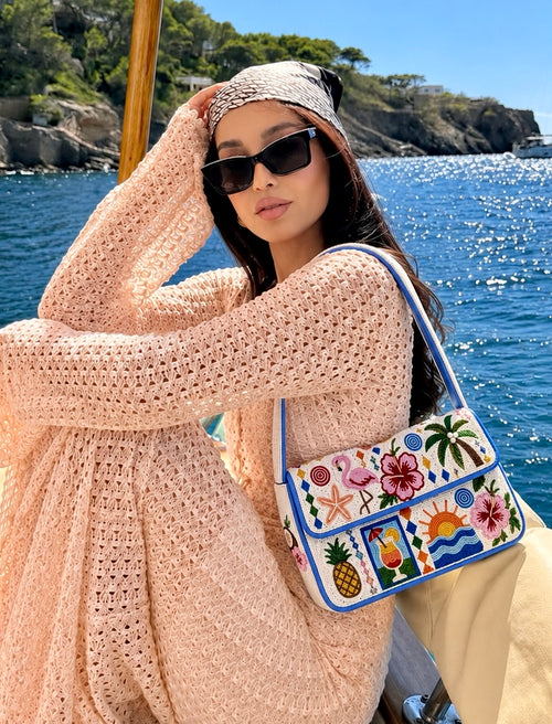 Citrus Beaded Shoulder Bag