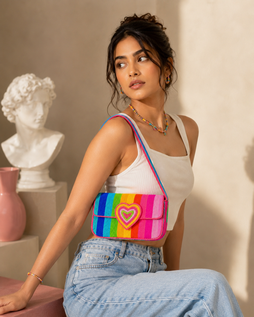 Rainbow Beaded Bag