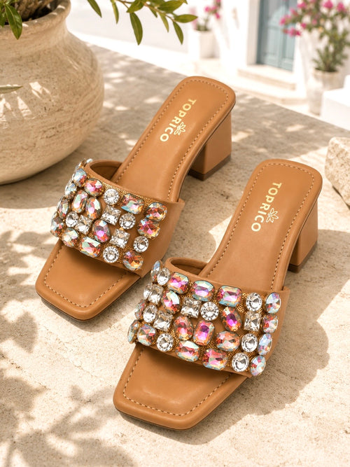 Holographic Tan Block Heels