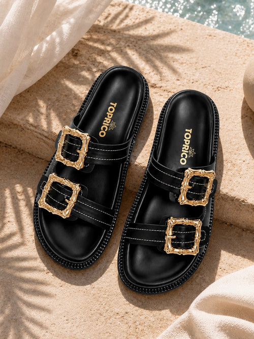 Luxe Cloud Black Slides