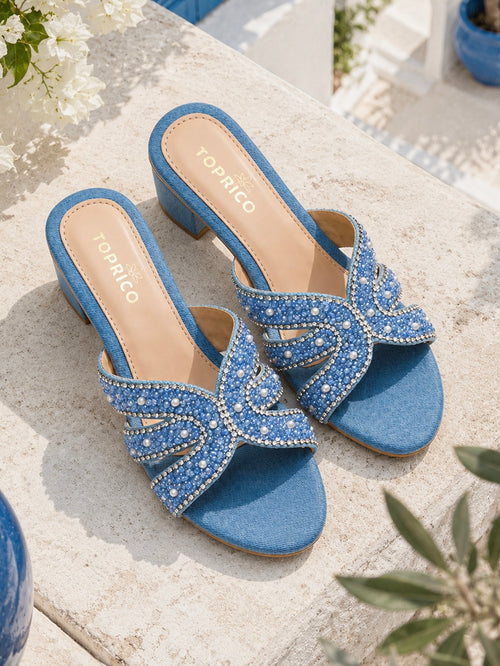 Wings in Denim- Heels