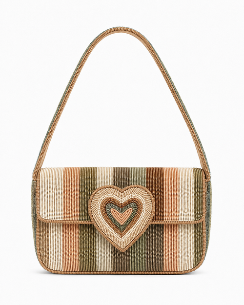 Neutral Love Beaded Bag