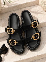 Black Suede Cushion Slides