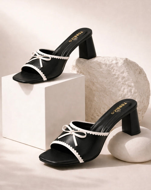 BOW BLACK HEELS