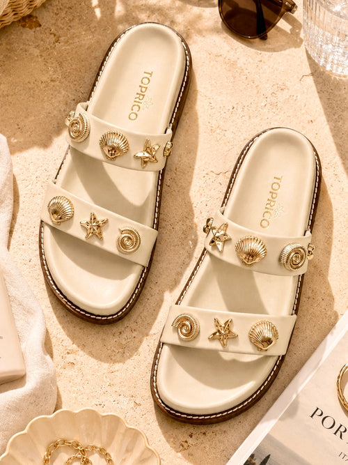 Cream Shore Cushion Slides