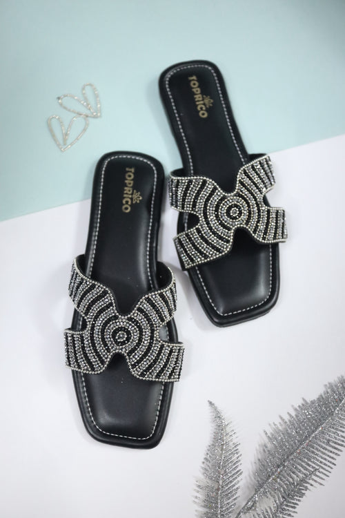 Criss Cross Black Flats